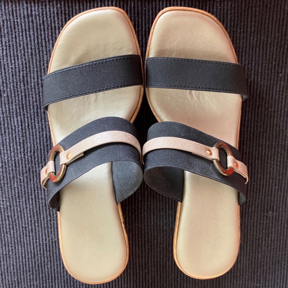 Italian Shoemakers wedge sandals size 7.5 / 8 - Black, beige, gold - Picture 4 of 5